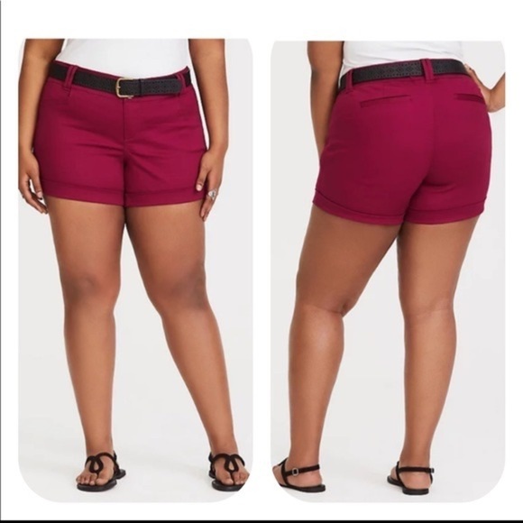 Torrid plum‎ wine 5 INCH STRETCH SATEEN MID-RISE SHORT - Picture 5 of 5